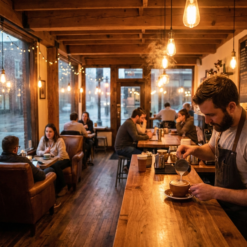 Cozy interior of Pol coffee shop